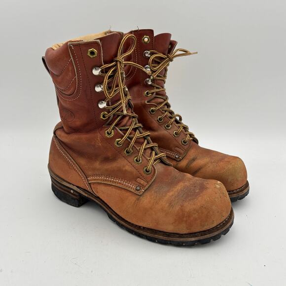 Vintage Matterhorn 9" Logger Work Boots Men's 8 Workwear Made in USA - Picture 1 of 15